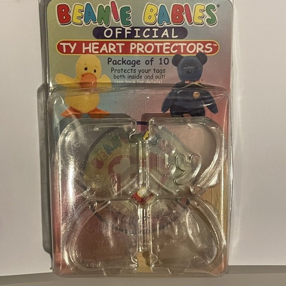 BEANIE BABIES HEART PROTECTORS QTY 10 PLASTIC TAG TABS OFFICIAL TY PRODUCT 1998 - Picture 1 of 15